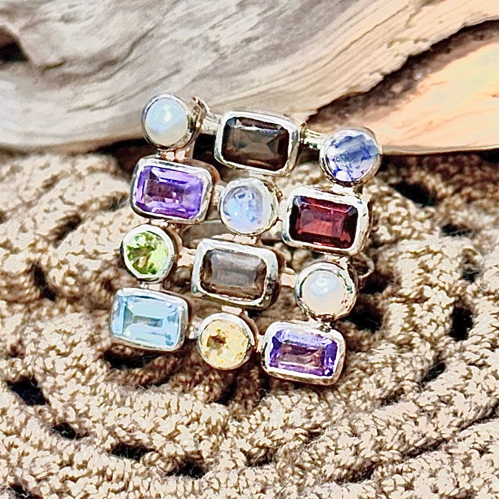 Sterling Silver Multi Gemstone Statement Ring-2
